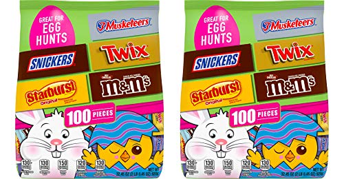 M&M'S, Snickers, Twix, 3 Musketeers & Starburst Chocolate Easter Candy, 32.45-Ounce 100 Piece Bag, Pack-of-2