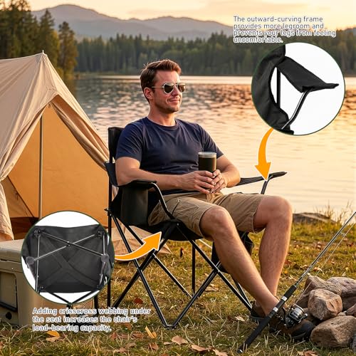 Outvita Silla de Camping Portátil con Nevera Aislada y Bolsa Negra miniatura 7