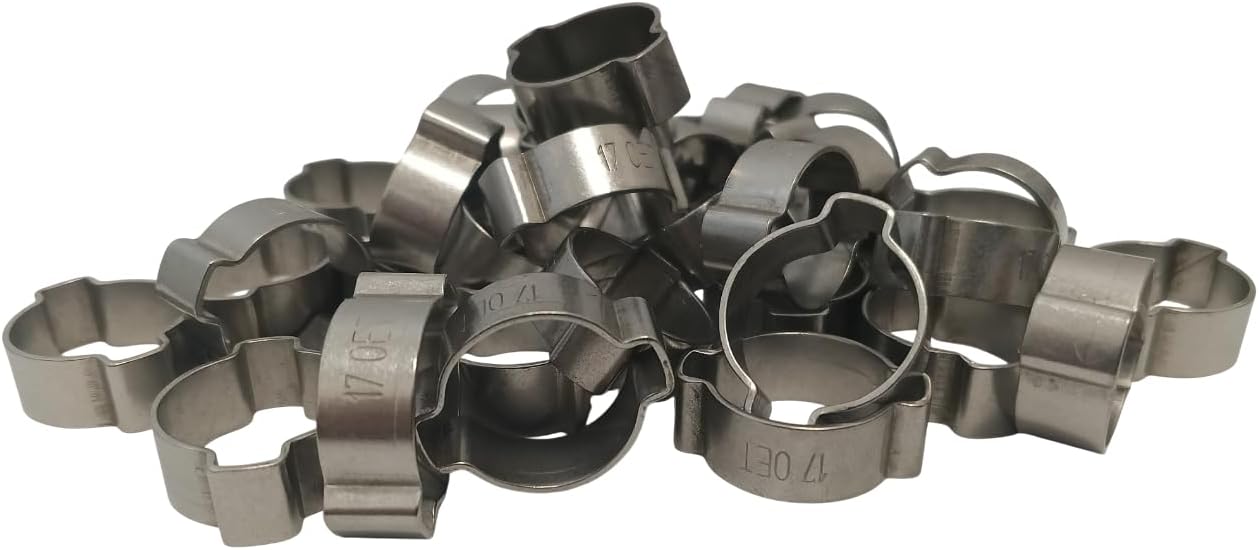 OCS Parts - Oetiker 151 2-Ear Ear Clamps, 151 Stainless Steel, 17 mm Size, Includes OCS Parts 2-Year Warranty (50-Pack)