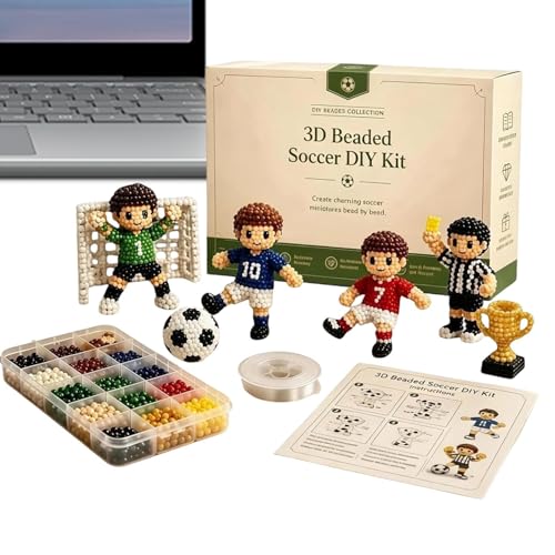 Kit de perles pour bricolage 3D joueur de football adolescent et adulte, perles de sport