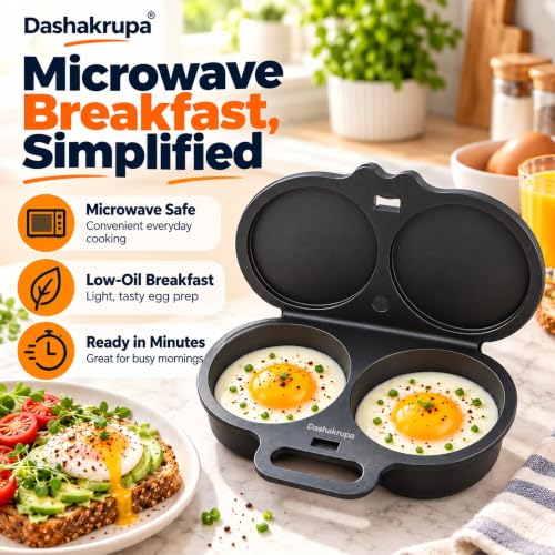 Image of Microwave Egg Cooker Dual Cup Boiled Egg Maker Kitchen Tool