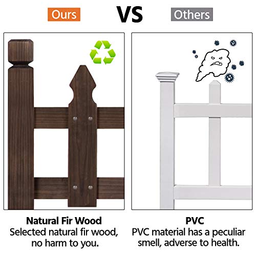 Yaheetech 5 Stück Steckzaun Dekorative Holzzäune 450 x 55 cm, Palisade Gartenzaun aus Holz Zierzaun Beeteinfassung Sichtschutz braun, geeignet für Obstgärten, Beete, Wege