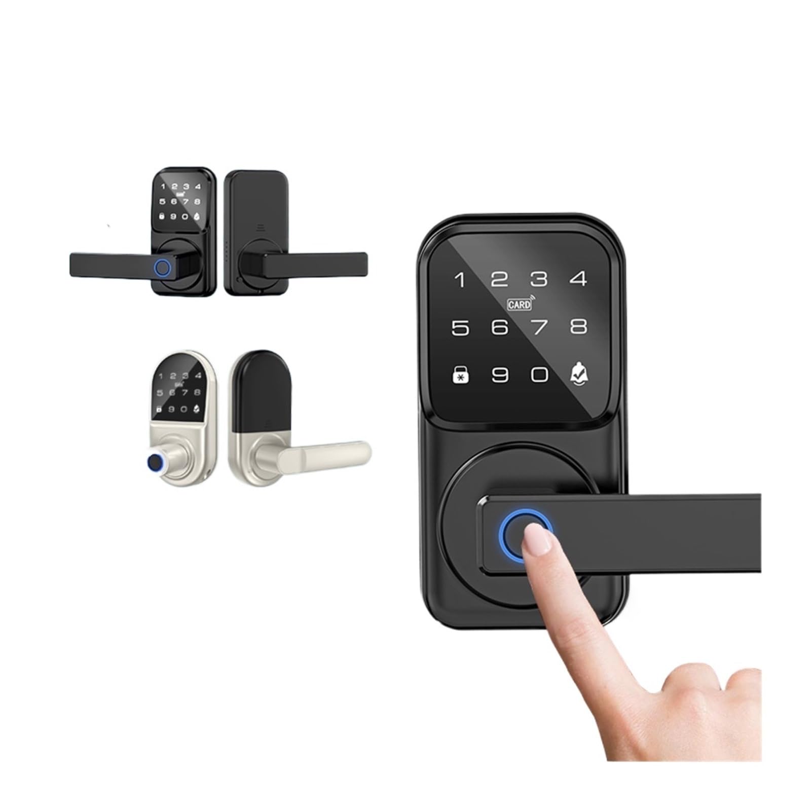 Serratura Intelligente, Serratura elettronica biometrica for porta in vetro Bluetooth Smart con impronta digitale RFID(Noir)