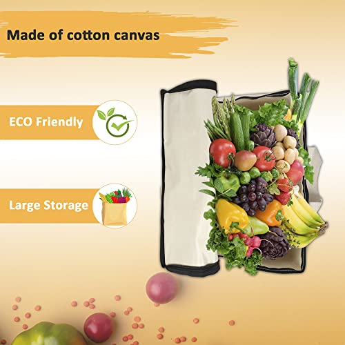 Image of DOUBLE R BAGS Multipurpose Clothes & Grocery Storage Organizer with Reinforced Cotton Handles, Zip Cover & 1 Compartment - Heavy Duty Canvas Bags (Black, 43x27.9x43 cm, Pack of 2)