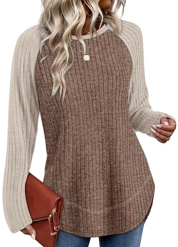 WIHOLL Long Sleeve Shirts for Women Fall Sweaters 2025 Lightweight Casual Tunic Tops Loose Fit Winter Clothing S-2XL