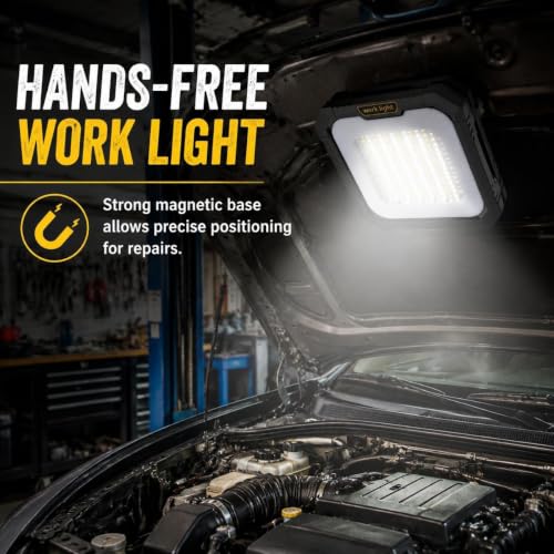 Image of Sarjak Solar Rechargeable LED Work Light with Type-C Fast Charging, USB Power Bank, Magnetic Base, Foldable Stand & Hook, Multi Lighting Modes, IP65 Waterproof Portable Flood Light for Camping