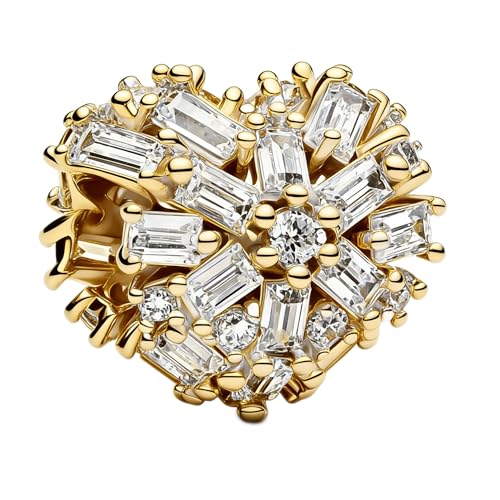 Anduonie Charms Gold Stopper Charms Anhänger Silber 925 für Armbänder Red charm anhänger beads charms kompatibel mit europäischen Armbändern und Halskette (Liebe)