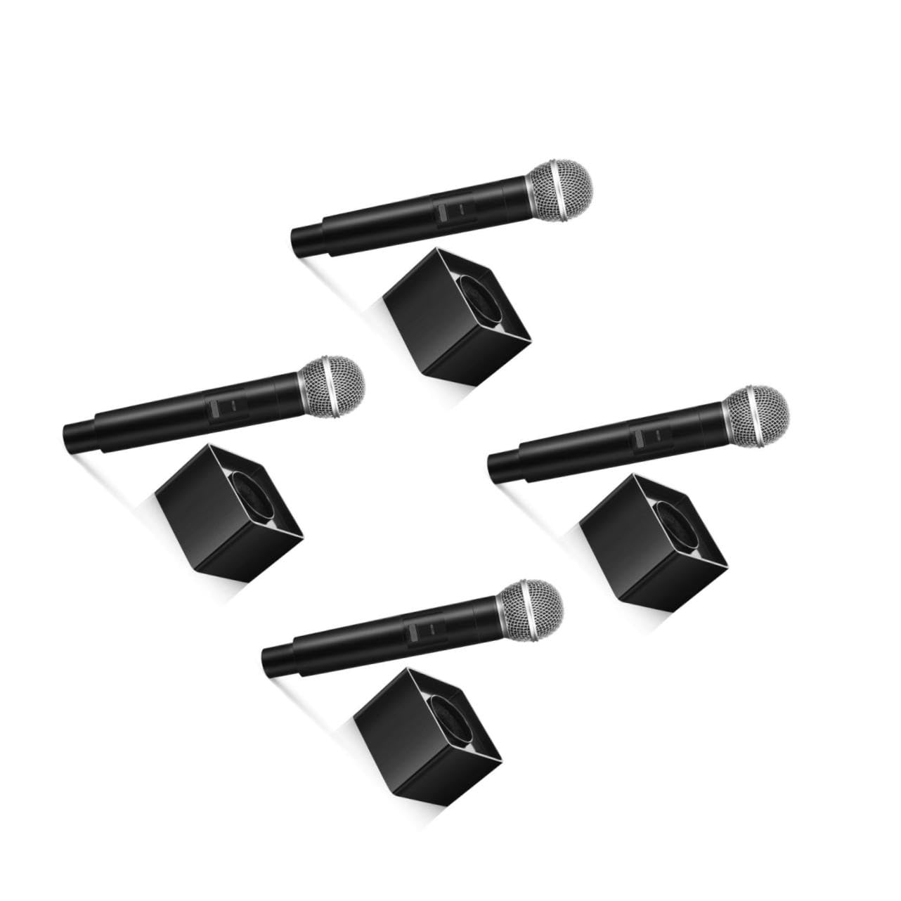 BESPORTBLE 4 Microfono Simulazione Leggero con Base Quadrata Microfono per Feste Spettacoli e Karaoke Palco