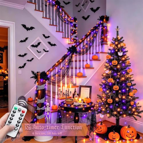 JMEXSUSS 100-Count 33' Orange & Purple Halloween Fairy Lights w/ Remote & Timer (USB) - image 4