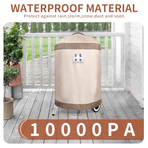 HAMLER-Round-Barbecue-Cover-39-Inch-Small-Smoker-Cover-Heavy-Duty-Waterproof-Outdoor-Grill-Cover-Fits-Weber-Charcoal-Kettle-Masterbuilt-Dyna-Glo-Brown-Beige HAMLER Round Barbecue Cover 39 Inch Small Smoker Cover Heavy Duty Waterproof Outdoor Grill Cover Fits Weber Charcoal Kettle Masterbuilt Dyna Glo Brown Beige
