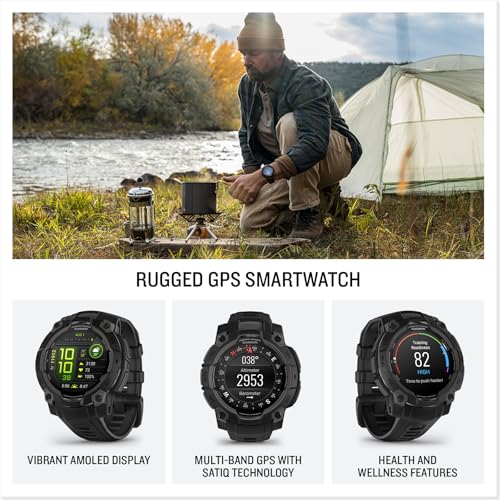 Image of Garmin Instinct 3 45mm, AMOLED Display, Rugged Outdoor GPS Smartwatch, Metal-Reinforced Bezel, Built-in Flashlight, Up to 18 Days of Battery Life, Black
