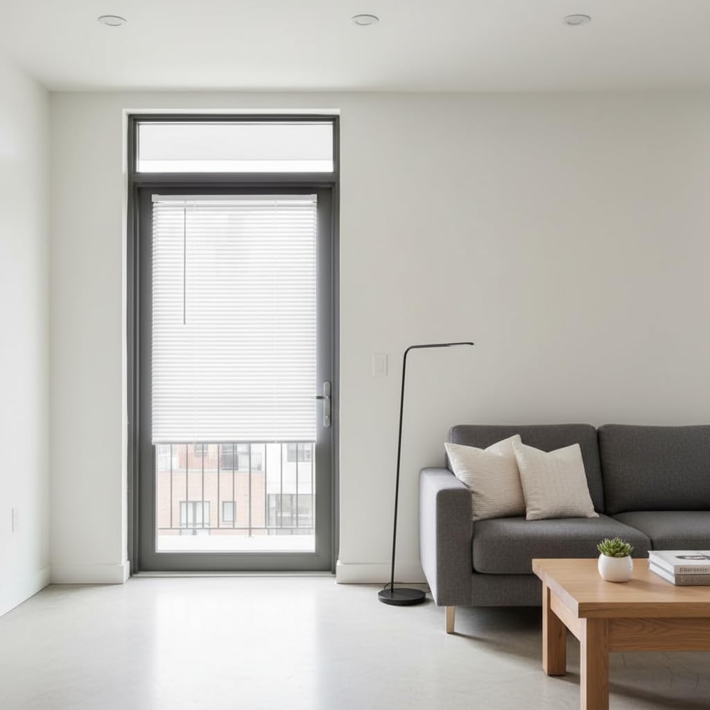 Comfy Hour 25" W x 68" L Cordless Magnetic Blinds for Metal Doors, White Aluminum Slats Window Shade, Light Filtering Home Decor for Steel Door, No Drill Easy Installation
