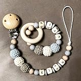 schnullerkette babyblau bis zu 9 Buchstaben können als Wunschname verarbeitet werden