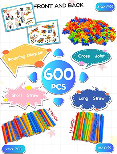 600PCS STEM Building Toys, Straw Constructor Toys Up Grade Engineering Building Sets for Kids Develops Motor Skills and Logic Thinking, Fun Educational Toy Great for Gift - Image 7