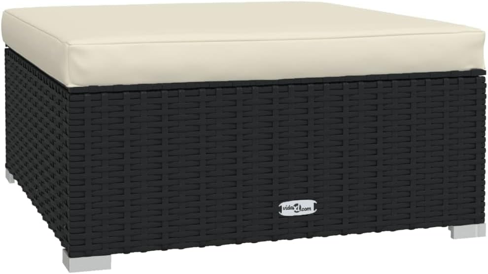 vidaXL Patio Lounge Set 9 Piece with Cushions - Black Poly Rattan Garden Seat, Outdoor Modular Sofa Set