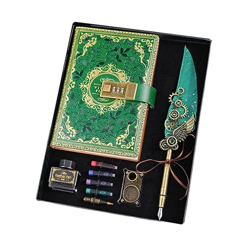Diario íntimo con candado y set paraguas verde oscuro miniatura 1