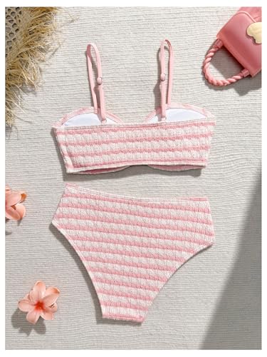 Image of RoseSeek Girl's 2 Piece Padded Bathing Suit Wireless Starfish Swimsuit Spaghetti Strap Vacation Beachwear Set