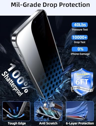 Image of OpenTech Military-Grade Gorilla Tempered Glass for Samsung Galaxy S26 Privacy with Fingerprint Unlock, Edge to Edge Coverage - Case Friendly, Anti-scratch and Bubble free installation kit