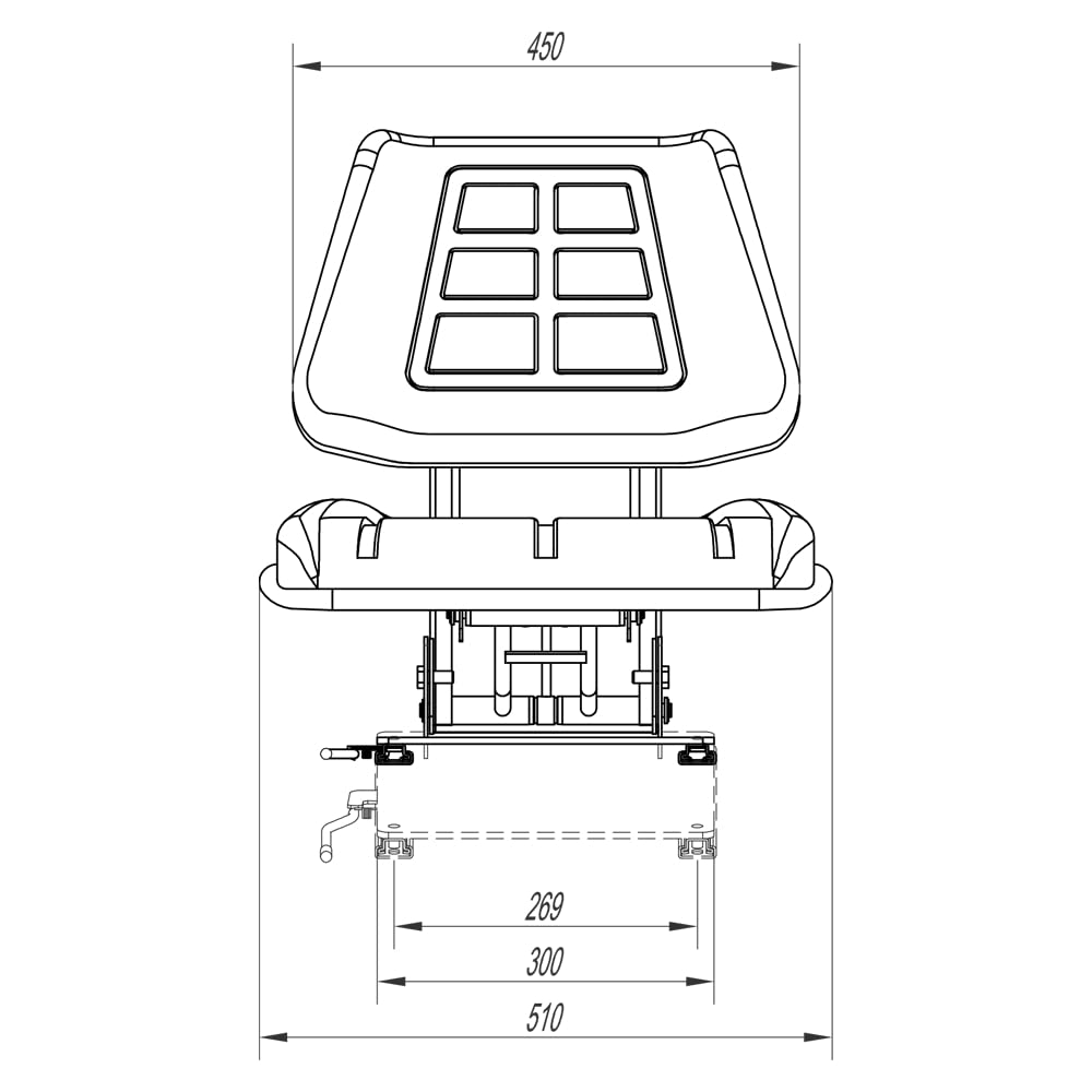Schleppersitz Traktorsitz Trecker Sitz Oldtimer passend CASE IHC A Familie 323 353 383 423 433 440 453 533 540 KS 44/33V PVC Schwarz neigungsverstellbar mit Stossdämpfer und Zugfedern