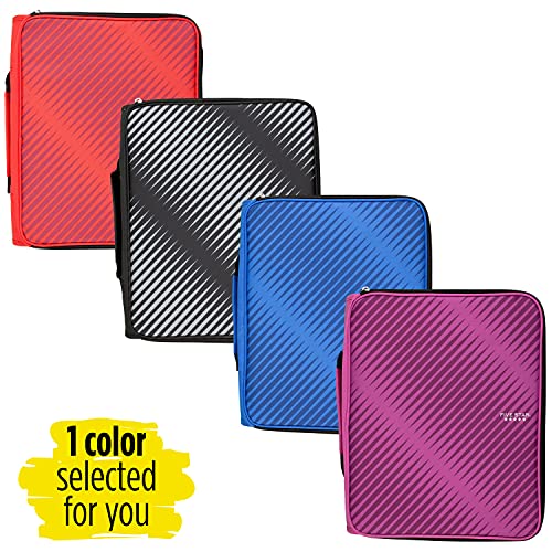 Image of Five Star 2 Inch Zipper Binder, 3 Ring Binder, 6-Pocket Expanding File, Durable, Color Selected for You (29592)