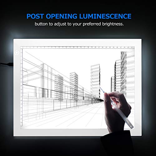 A4 Dimmable Brightness LED Artcraft Light Box Tracer Slim Light Pad Portable Tablet, ME456 USB Power Cable Copy Drawing Board Tracing Table for Artists Designing, Animation, Sketching (White)