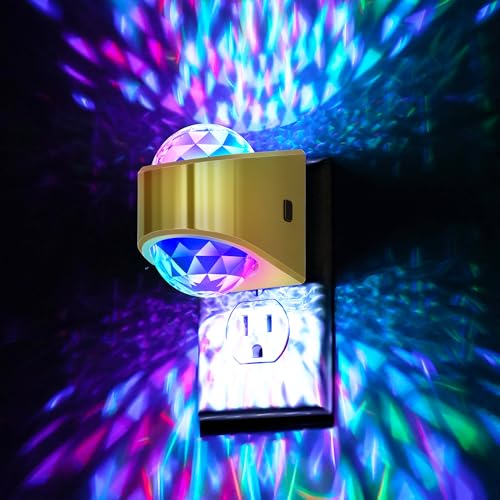 Image of Night Lights Plug into Wall, Star Projector for Bedroom, Gold Night Light Projector for Kids, 9-Color RGB Galaxy Nightlight with Dusk to Dawn Sensor for Bathroom, Home Gaming Room Decor Gifts