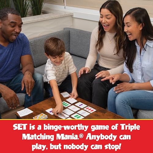 Image of SET Enterprises SET - The Family Card Game of Visual Perception - Race to Find The Matches, For Ages 8+,81 Cards, Rules included | Award Winning, Family Game Night, Travel Games, Playing Cards Screen-Free