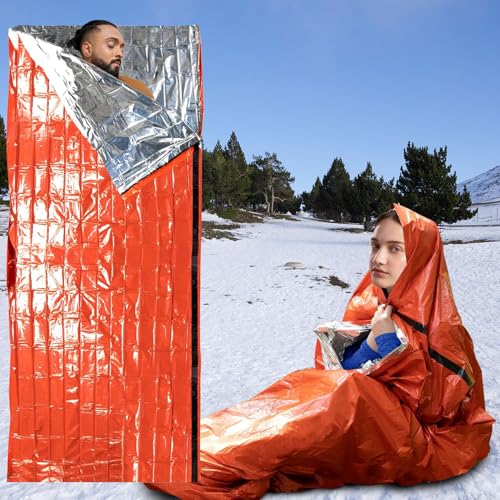 Emergency Sleeping Bag 2 Pack Lightweight for Portable Blanket Survival Gear Thermal Camping Thermal Sack Portable