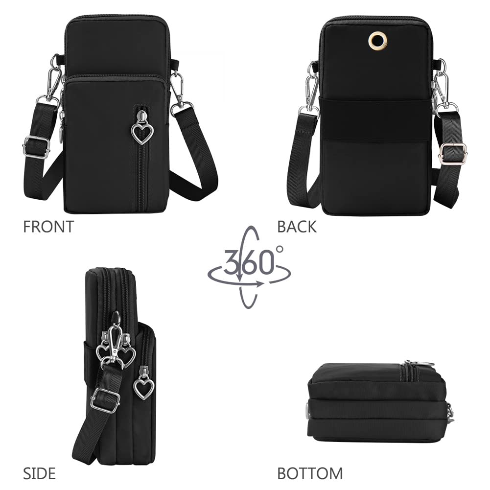 Aucuu Borsa a Tracolla da Donna in Nylon, Mini Borsa a Tracolla con Cinghie Regolabili Staccabili, Fascia da Braccio per Cellulare con Porta Cuffie per Cellulari Sotto i 7"