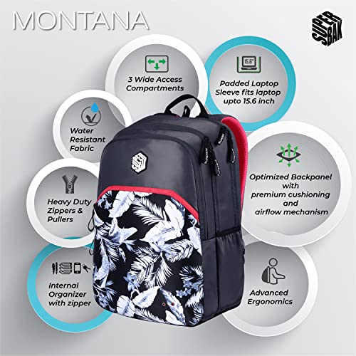 Image of Montana 39 Ltrs School Laptop Backpack (Grey-Pink), One Size (LBPMNTNA0407)