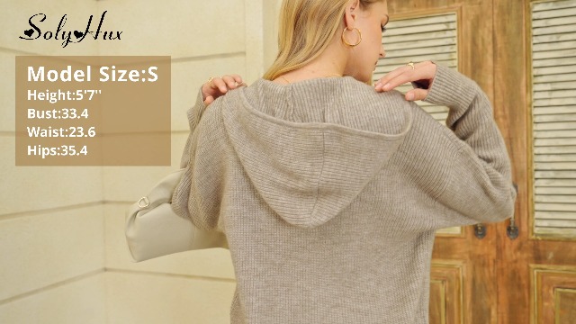 SOLY HUX Zip Up Cardigan for Women Hooded Cardigan Sweater Knitted