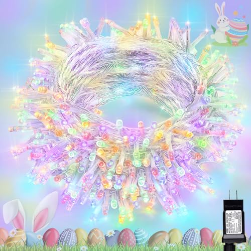 Easter Lights, 66ft 200 LED 8 Modes Pastel String Lights, Waterproof & Plug in Connectable Twinkle Fairy Lights Outdoor - Detailed View