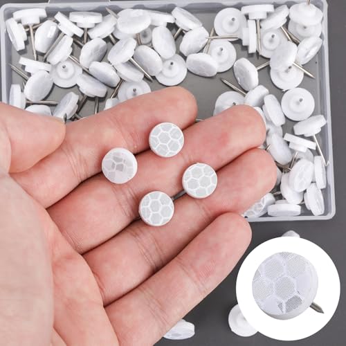 XIHIRCD 100stk Reflektierende Reißzwecken zur Wegmarkierung, Box-Paket Reflektierende Weg-Reißzwecken im Dunkeln Leuchtende Reißzwecken für die Jagd Camping Wandern (Silber)