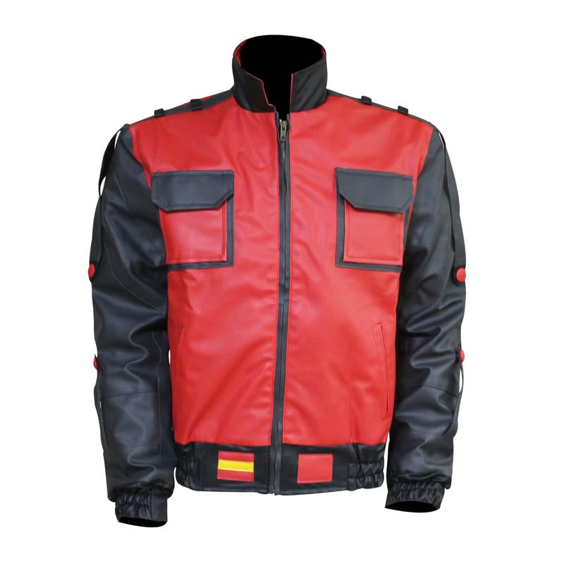 Superhero Red and Gray Bomber Jacket- Mcfly Red And Gray Bomber Faux Leather For Men