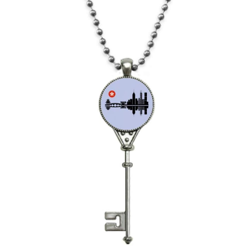 Euskara HomesA K Homes -Moon Shadow City Building Pendant Vintage Necklace Silver Key Jewelry