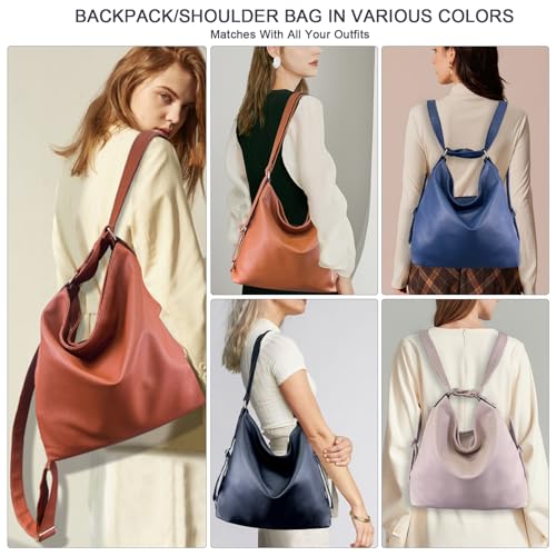 ARNTY Rucksack Damen Handtasche 2 in 1, Elegant Schultertasche für Arbeit, Reisen, Ausflug (Braun)