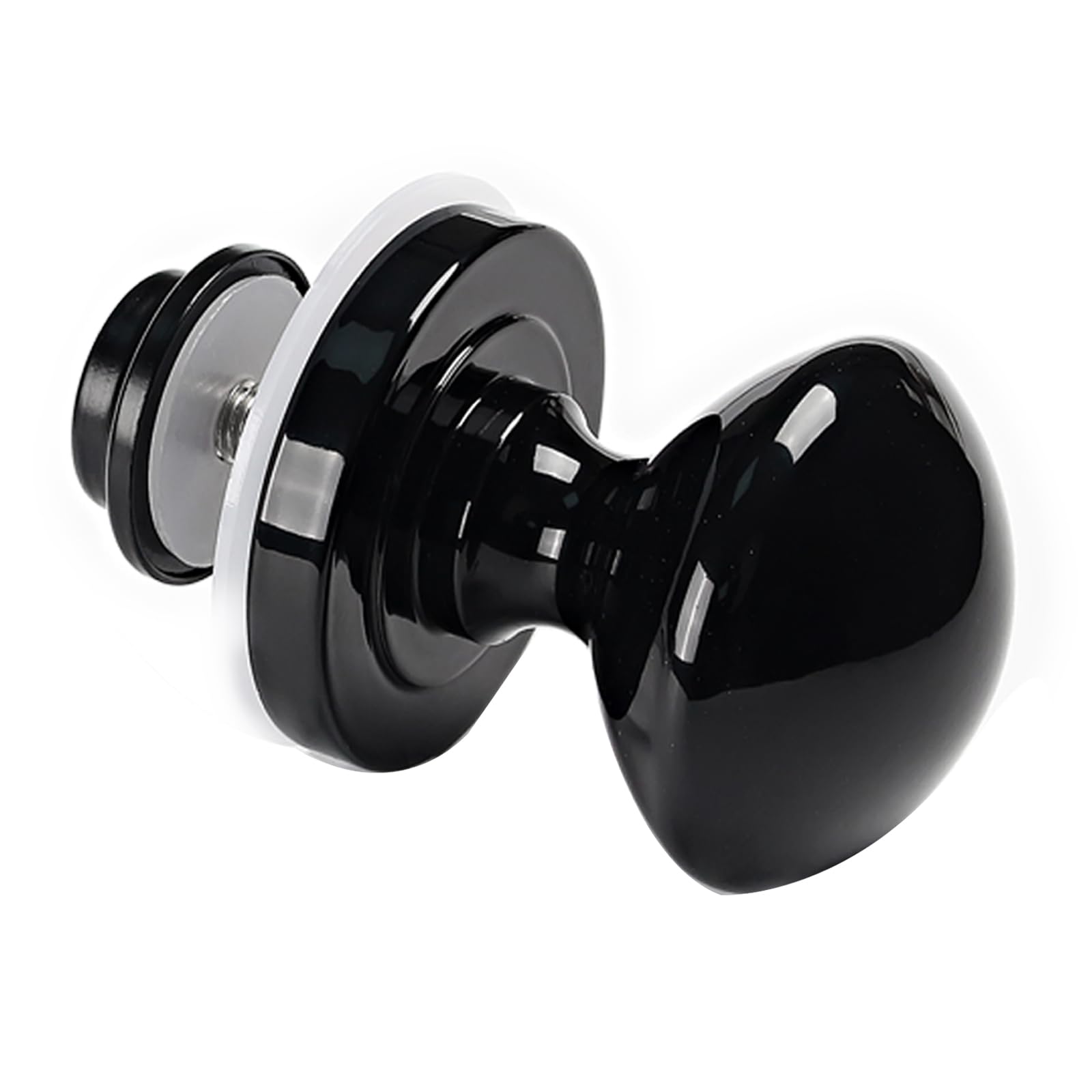 Monlech Solid Aluminium Single Sided Handles, Single Sided Oval Door Handles,Door Knob, Aluminium Oval Handles for Doors, Sheds, cabinets, barn Doors (1, Glossy Black)