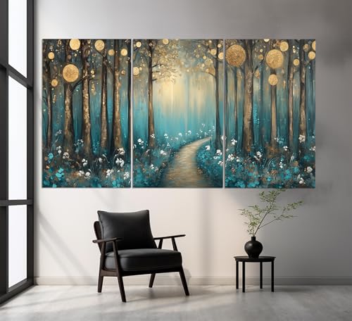 Peinture abstraite de forêt pour habiller un grand mur vide sans cadre encombrant
