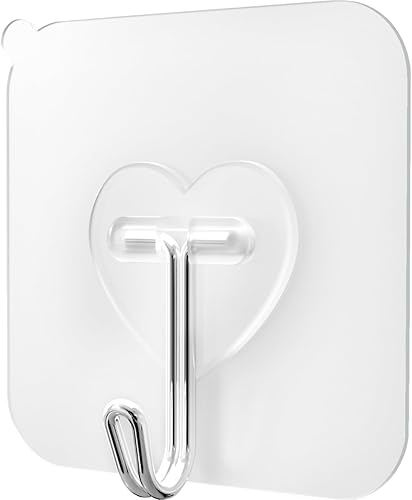 Miniatura 7 de DGYB 40 ganchos adhesivos transparentes para colgar 22 libras, ganchos de pared autoadhesivos resistentes, impermeables, transparentes, ganchos