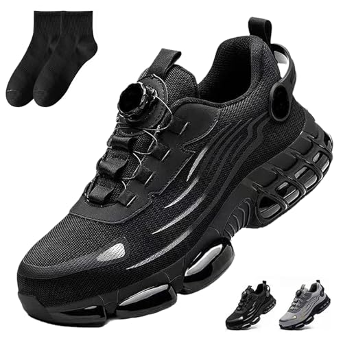 Evontira Trainers, Evontura Pro Trainers for Men, Evontiras Steel Shoes 3 Inch Taller, Comfortable Puncture Proof Slip on Sneakers, No More Tying Laces