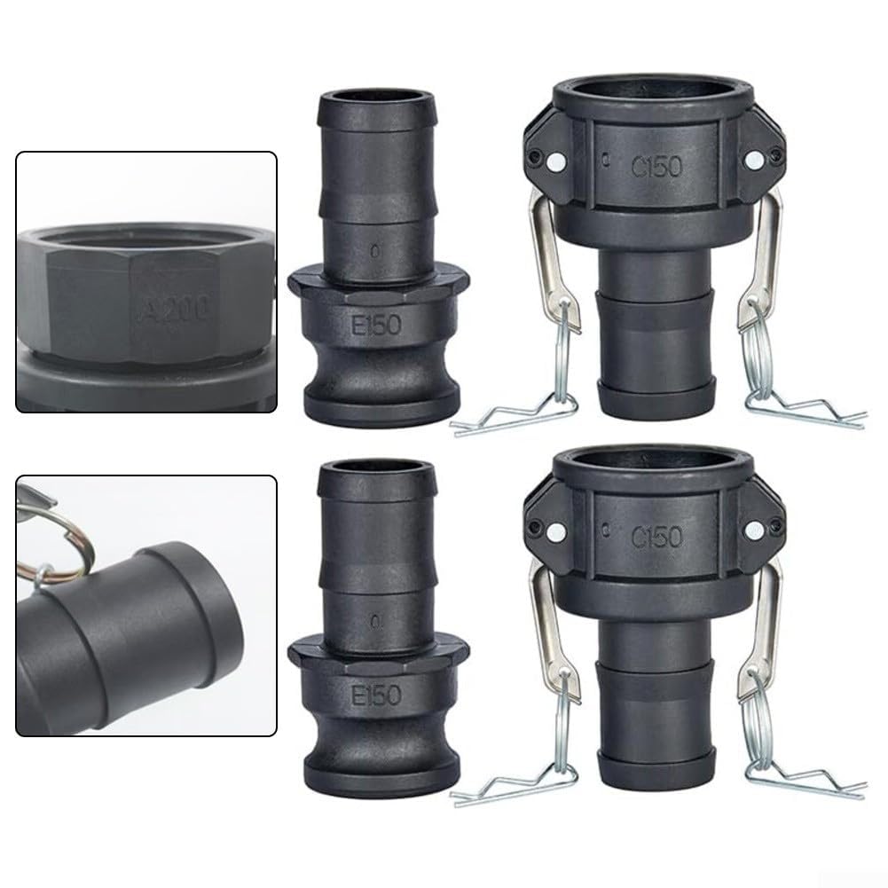 Camlock-Armaturen, 3,8 cm (1 1/2 Zoll), Polypropylen, Teil C weiblich, Kupplung und Teil E männlich, Adapter-Set, hochtemperaturbeständiger Schlauchanschluss für industrielle Flüssigkeitsübertragung
