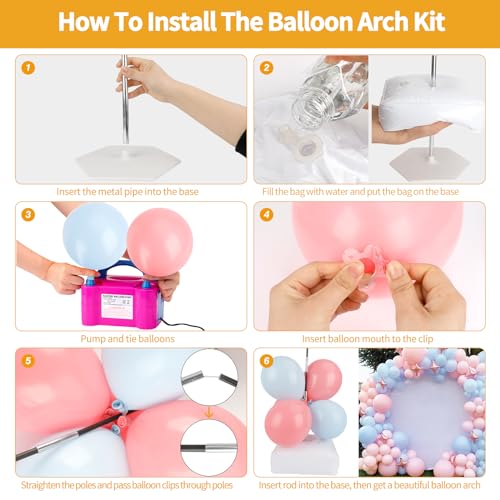RUBFAC Balloon Arch Kit and Balloon Pump, 10Ft Wide Adjustable Balloon Arch Stand for Floor Frame with Electric Pump Bases Balloon Accessories for Birthday Party Baby Shower Festival Decorations - Image 7