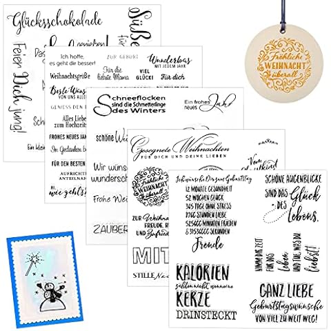 Silicone Stamp Sayings German Stamp Silicone 5 Sheets Clear Stamps Silicone Stamp for DIY Decoration Bullet Journal Scrapbooking Animals and Flowers Stamp Set Cover