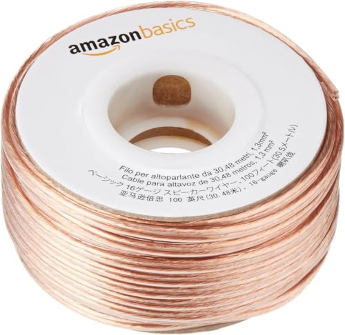 Image of Amazon Basics 16-Gauge Speaker Wire Cable, Polarity Marked, 100 ft, Bronze (Pack of 12)