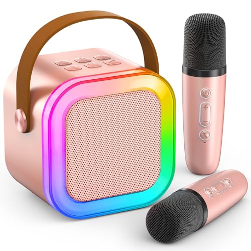 IROO de 2 micrófonos para niños - Mini máquina de karaoke Bluetooth con efectos de cambio de voz - Regalos de cumpleaños para niñas - Compatible con Smartphone/iPad/Tarjeta TF - Ideal para niños a