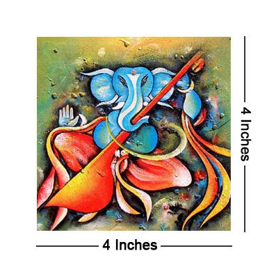 Image of 999STORE doorhanging ganesha with violen art printed framed door sticker (4 x 4 inches)
