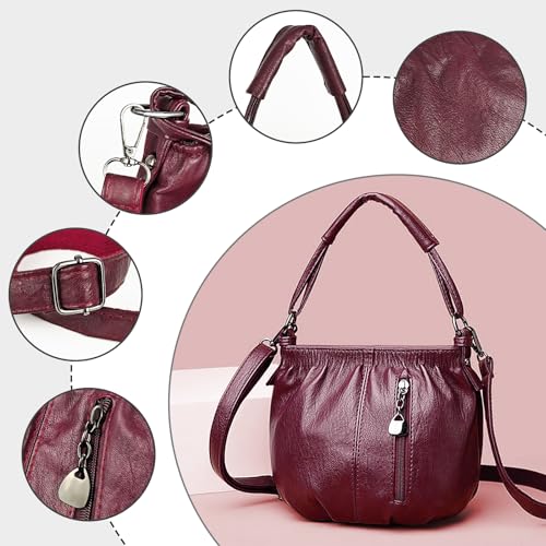 FuninCrea Shoulder Bag for women, Leather Crossbody Bag Tote Bag for Women Ladies Zipper Handbags Work Bags Sling Purse Bag3