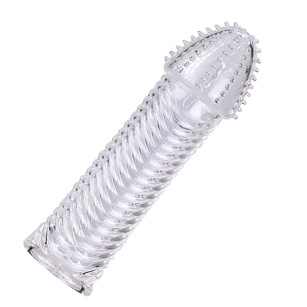 Confezione da 4 custodie spesse in silicone trasparente, riutilizzabili, per stimolazione intensiva del pene e miglioramento dell'erezione