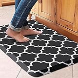 WISELIFE Anti-Fatigue Cushioned Kitchen Mat / Rug ,17.3'x 28',Non Slip Heavy Duty PVC Ergonomic Waterproof Comfort Rugs for Floor Home, Office, Sink, Laundry,Black