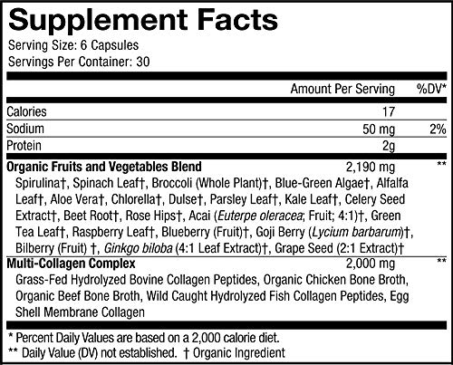 image for Codeage Multi Collagen Protein Capsules + Organic Greens Superfood - F